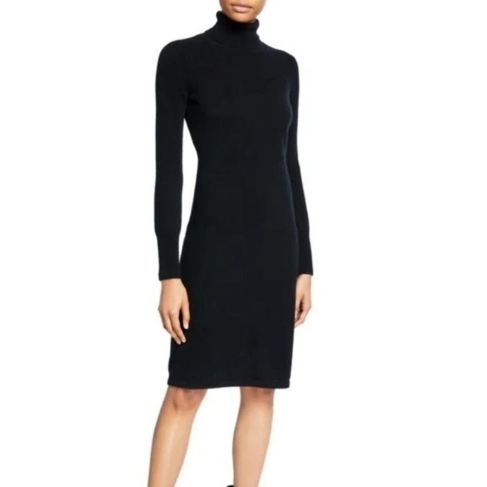 SAKS FIFTH AVENUE Black Turtleneck Bodycon Midi Dress Long Sleeve Size XS NWT